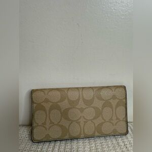 Coach Tan Monogram with light blue leather interior Wallet/checkbook cover